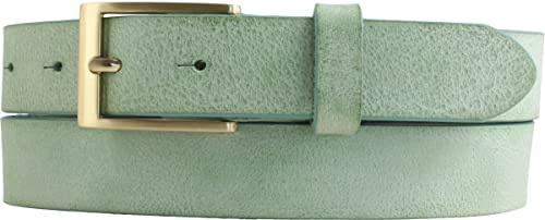 BELTINGER Herren-Gürtel aus weichem Vollrindleder Vintage-Look 3 cm | Leder-Gürtel für Herren mit goldener Gürtelschließe 30mm | Schmaler Gürtel Used-Look | Mintgrün 105cm