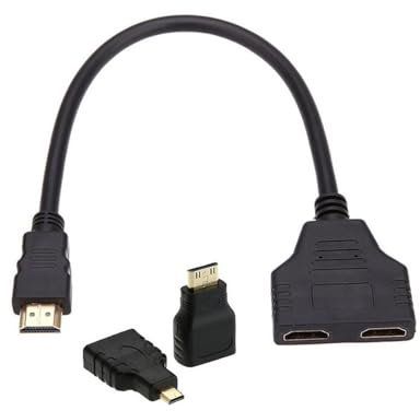 NFHK Câble adaptateur répartiteur HDMI vers double HDMI femelle Y avec adaptateur micro mini HDMI