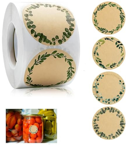 2Roll Total 1000pcs Jam Jar Stickers,Gift Tag Labels 5cm/2in Round Self Adhesive jar Labels for for Jams Glass Spice, Baking, Gift Bags, Bottles, Kitchen Envelope, Wedding (A)