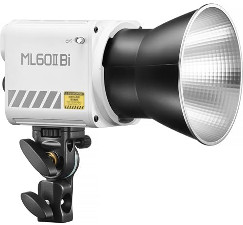 GODOX ML60II Bi 70 W LED Videoleuchte, zweifarbige COB Studiolicht, 2800 K–6500 K, CRI ≥ 96, 11 Lichteffekte, 2,4 G Wireless, APP-Steuerung mit GODOX Halterung, Standardreflektor, Tragetasche