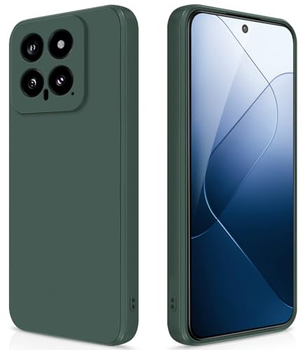 GiiYoon Hülle Kompatibel mit Xiaomi 14, Hochwertiges Liquid Silicone Case, Rundumschutz Handyhülle, Kratzfestes Weiches Mikrofaserfutter- grün