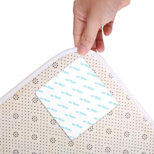 Rug Grippers Anti Derapant Tapis Antidérapants Ruban Adhésif Double Face Réutilisable, À Utiliser sur Les Planchers de Bois Franc, Les Carreaux de Céramique et Les Tapis (12, Carré Blanc)