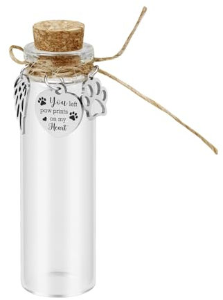 Malihome Gedenkflasche aus Glas zum Gedenken an Tierhaare, Fläschchen für Asche oder Haare von Hunden oder Katzen, Andenken an den Verlust eines Haustiers, Beileidsgeschenk (1pcs Glass Bottle)