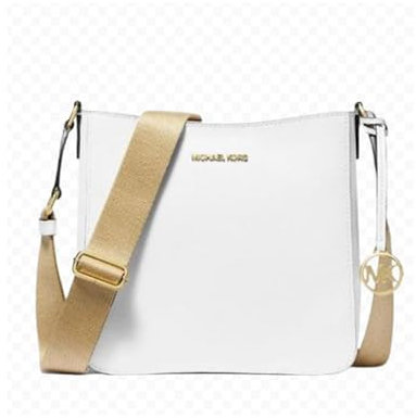Michael Kors Kleine Umhängetasche aus Leder (Optic White), Optisches Weiß