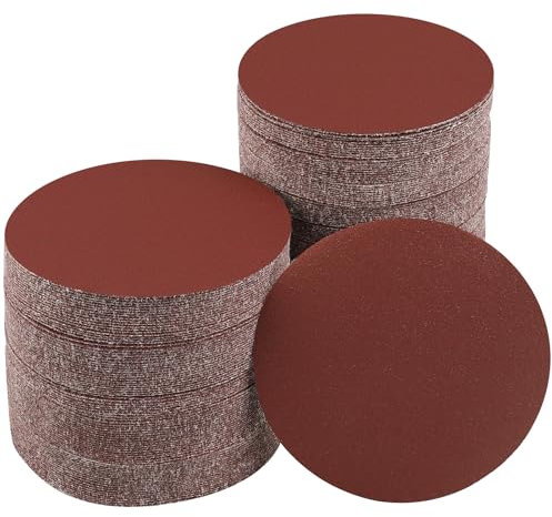 Sruhrak 100 Pcs 125mm Sanding Pads 220 Grit, 5 In Round No-Hole Sanding Discs Hook and Loop Sandpaper for Random Orbital Sanders