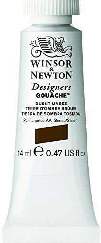Winsor & Newton 8840583 Designer Gouache - Umbra Gebrannt, 14ml Tube - matte Gouachefarben, Ideal für Gouachemalerei, Brillante, lichtechte Gouache Farben mit großer Deckkraft