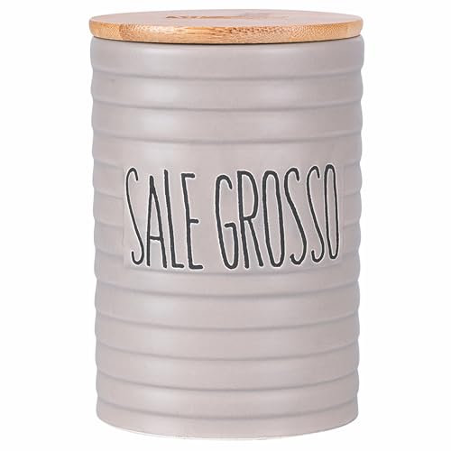 Villa d'Este Home Tivoli Barattolo sale grosso 750 ml in ceramica, coperchio in bambù, Shapes
