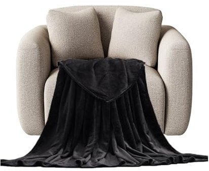 STGAO Wohndecke 100 x 100 cm Weiche Warme Gemütlicher Sofadecke Microfaser für Sofa Couch Bett, Schwarz