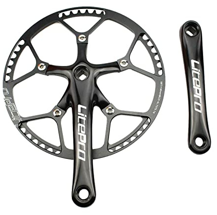 LeeQinersw 170 Mm Kettenblatt Kurbelgarnitur, 130 Mm Lochkreis Kurbelgarnitur für Fixie Und Falträder, 58T