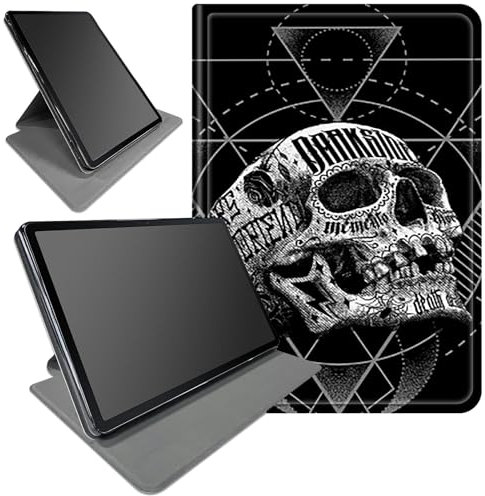 DIGTIALL Case for Fire 7 Tablet (12th Generation, 2022 Release) Skull Theme 360 Degree Rotating Stand Smart Protective Cover for Fire 7 2022 Tablet