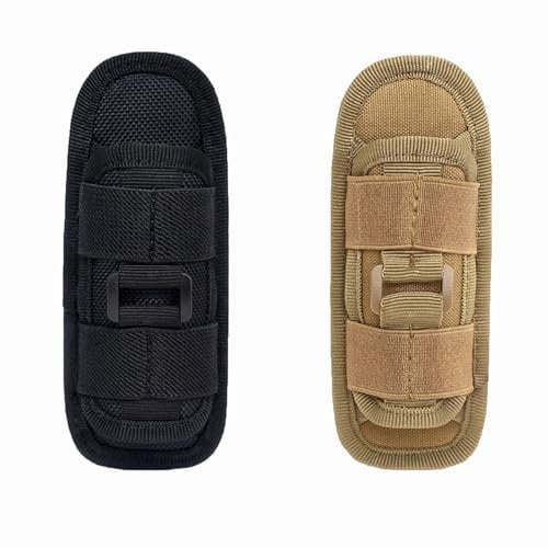 KICPUK 2 Pack Taschenlampe Holster,Elastische Nylon Taschenlampe Holster, mit 360° Drehbarem Clip,für Taschenlampen von 12 cm bis 15,5 cm,für Wandern Camping Training,Wandern