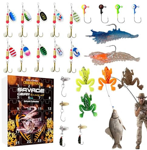 Weihnachts Adventskalender 24 Köder Set, Angel Adventskalender Weihnachts Countdown-Kalender, Weihnachten Überraschung Geschenk Adventskalender Für Männer Vater, Opa, bruders, Freund