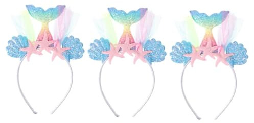 Gogogmee 3 Stk Meerjungfrau Stirnband Party-haarreifen Meerjungfrau Haarband Haarschmuck Für Regenbogen-haarband Blumenstirnbänder Glitzer-haarschmuck Hochzeitsdekoration Kranz Leder