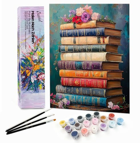 Bougimal Peinture par Numéro Adulte Paysages avec Pinceaux et Acryliques Bricolage Peintures Kits, pour la Décoration Intérieure maison, Livres 2 28x35cm(sans Cadre)