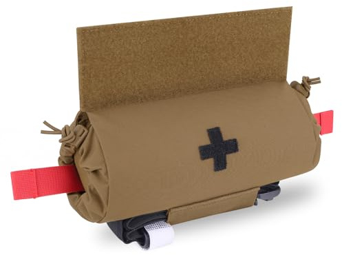 PETAC GEAR Taktische Erste-Hilfe-Abwurftasche, mikromedizin. Trauma-Roll-Up-Abwurftasche EMT IFAK Unterbauch-Tragetasche mit Klettverschluss (CB)