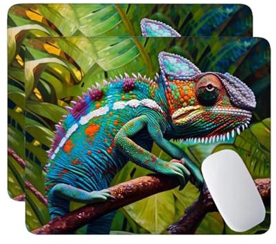 2Pcs Tapis de Souris 320mm x 260mm x 3 mm Petit Mousepad Base en Caoutchouc Antidérapante, Convient à Tous Les Types de Souris Gaming, pour Gamer Gaming Bureau à Domicile Voyage - (Caméléon) K-55