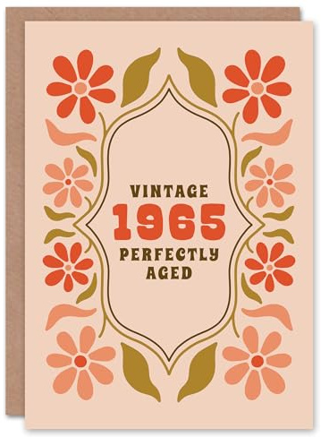 Artery8 Vintage Year Floral Flowers Her Born 1965 Aged 60 Years Old 60th Birthday Card Mum Gran Wife