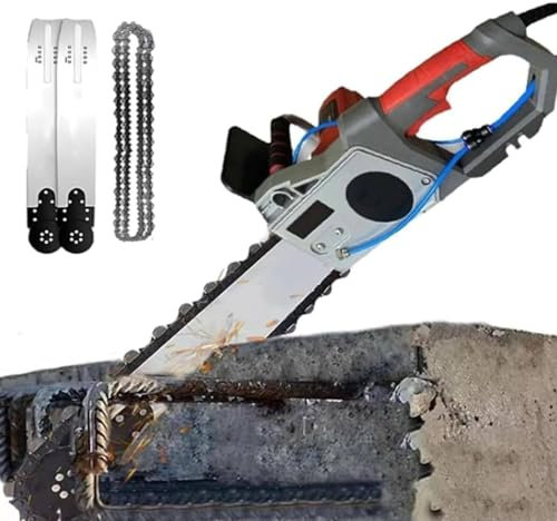Heavy-Duty Electric Diamond Concrete Chain Saw, Professional Wall Cutter with Water-Cooled Wet Cutting, Anti-Vibration Handle & Dust Suppression for Pavement Masonry Cutting,Depth48cm