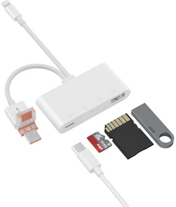 Lecteur Carte SD,Lecteur de Carte sd,Adaptateur Carte SD 4 en 1,Lecteur SD compatible avec iPhone 16 séries,Galaxy S24/S24 Ultra,iPad Pro/iPad Air,MacBook Pro/MacBook Air