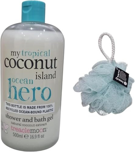 My Tropical Coconut Island Occean Hero Shower And Bath Gel 500Ml With Free Beauty Body Puff(Any Colour)