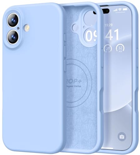 Vooii Magnetic Compatible with iPhone 17 Case (Compatible with Magsafe) (Upgraded Camera Protection) Liquid Silicone Shockproof Full Body Protective Phone Cover for Women Men, Light Blue, 6.3