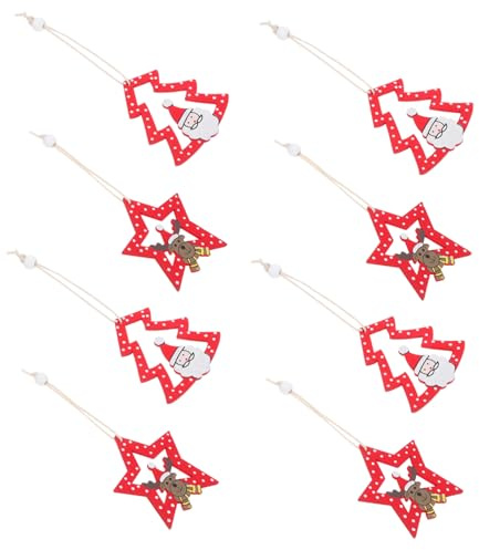 MAGICLULU 12piezas Adornos Navideños De Madera Forma De Decoración Hogar y Árbol Manualidades Navideñas Colgantes Rústico para