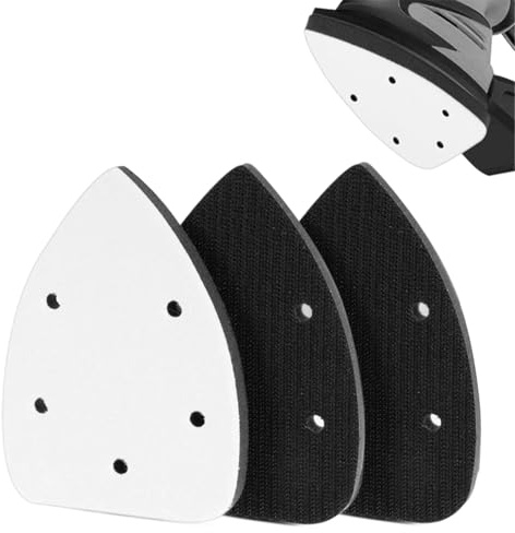 3-Pack 5 Holes Sander Sandpaper Backing Pads, Sponge Sanding Pads Hook and Loop, Soft Interface Pad, Triangle Sanding Pad, Sanding Disc Backing Pads for Sander Paint Stripper Accessories Replacement