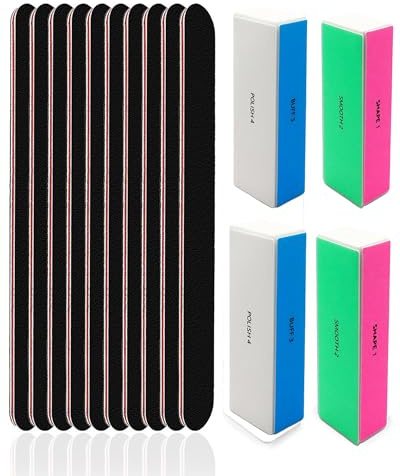 Nail File and Buffer Set, 4 Way Nail Buffers Shine Kit Professional Nail Files for Natural Nails Manicure Filer Filing Polishing Buff Nail Care Smoother Buffing Fingernail 100/120/240/600/3000 Grit
