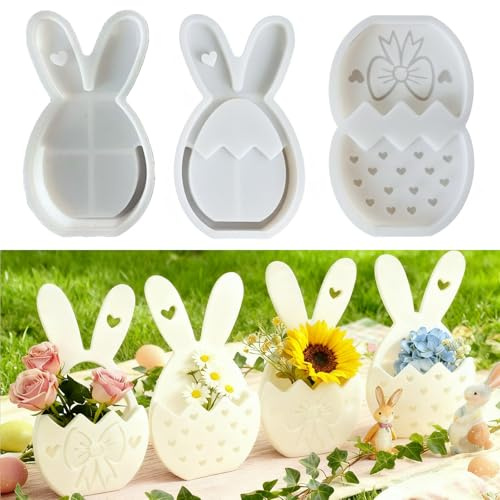 Silikonformen Gießformen Ostern, Hase Osterei Gießformen Silikon, DIY Silikonformen Gießform Frühling, Giessformen Silikon für Ostern Dekorationen Handwerk Geschenke