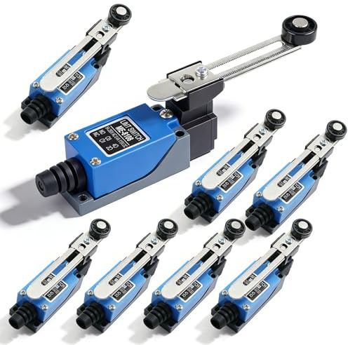8 Stück Endschalter Mit Rollenhebel ME-8108, Mechanischer Endschalter 1NO 1NC, Kontaktschalter Mit Verstellbarem Rollerhebel Für CNC Fräser Elektrische Steuerschalter