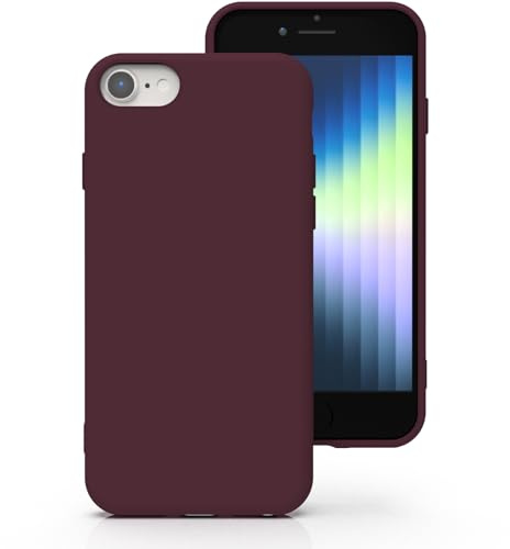 Zuvirelx Silicone Case for iPhone 7/8/SE 2020/2022, Soft Grip, Thin, Minimalist, Shockproof, Non-Slip, Pocket-Friendly - Burgundy