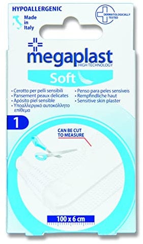 Cerotto striscia garza neutra antiaderente in TNT bianco da 100 x 6cm, fascia medicazione ritagliabile microperforata traspirante anallergica, banda per medicazione ferite adatta a pelli sensibili