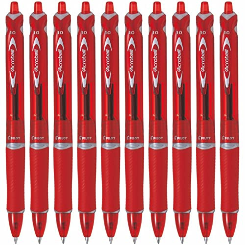 Pilot Acroball Begreen Ballpoint Pens Medium 1.0mm Tip Pack of 10 Red
