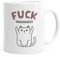 MoonWorks® Kaffee-Tasse Becher Fuck Youuu! Schriftzug Katze-Motiv Mittelfinger Bürotasse weiß Keramik-Tasse