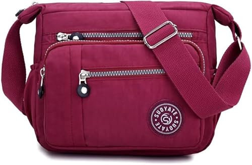Womens Cross Body Bag Casual Umhängetasche Handtasche Multi Pocket Messenger für den täglichen Gebrauch Einkaufen (rot)