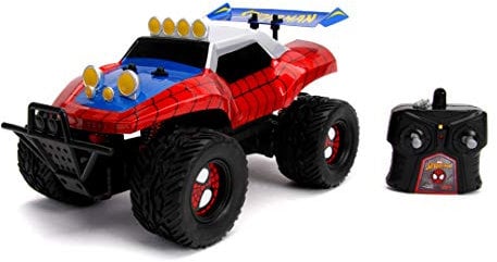 Jada Toys Marvel RC-Auto Spiderman, Buggy, Ferngesteuertes Auto, Turbofunktion, 2-Kanal Funkfernbedienung, USB-Ladefunktion, inkl. Batterien, 1:14, rot/blau