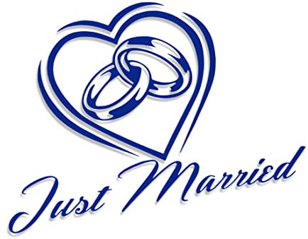 Decus Shop Wedding Just Married Hochzeit Ringe L 0292 (blau) // Sticker OEM JDM Style Aufkleber