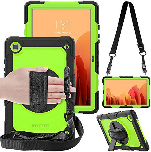 TECHGEAR Funda Compatible con Samsung Galaxy Tab A7 10.4 (SM-T500, T503, T505, T509) Funda Protectora Prueba de Choques Resistente Carcasa con Soporte Giratorio de 360 Grados y Correa de Hombro