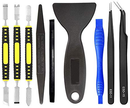 Kit de réparation professionnel pour ouverture et réparation - Sans nylon - Pour écran en acier et pince à épiler antistatique pour téléphone portable, iPhone, ordinateurs portables, tablettes et plus