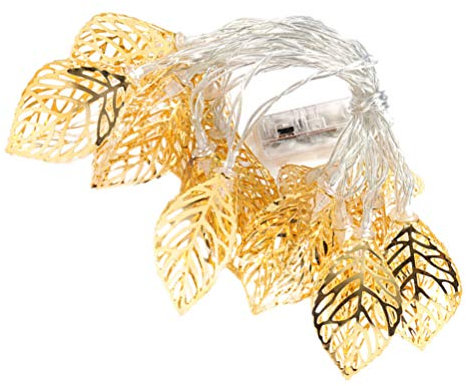 SOLUSTRE Gold Blätter Lichterketten Eisen Metall Hohlblatt Girlande mit Lichterketten Warmweiß LED Lichter Pflanzen Reben für Valentinstag Hochzeit Geburtstag Innenhof Keine Batterie