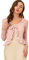 Allegra K Damen Spitzenbolero Langarm Bolero Durchsichtig Rüschensaum Crop Blumen Shrug Rosa S