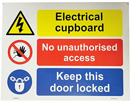 Haobase 2 Pcs Electrical Cupboard, No Unauthorised Access, Keep This Door Locked Safety Sign Stickers - Self Adhesive Vinyl (20cm x 15cm)