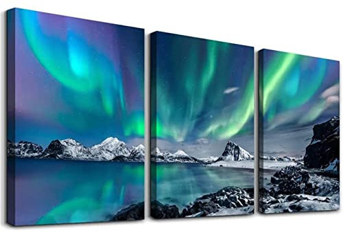 5D Diamond Painting Kits Completo, 3 Pezzi Square drill Scenario Dell'Aurora 70x90cm Fai da Te Pittura Diamante, DIY Strass Ricamo Pittura a Punto Croce Arte Mestiere per Decorazione Parete di Casa