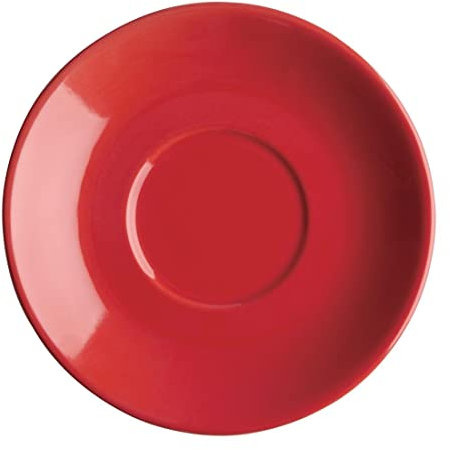 Olympia Cafe Flat White Saucers in Red 135mm - Dishwasher Safe, Heavy Duty, Durable, Hotel Café Coffee Shop Tea Coffee Mug Cup Holder - Pack of 12