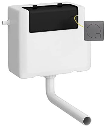 nuie XTY8M04 Modern Bathroom Universal Access Dual Flush Concealed WC Cistern and Square Push Button, 340 x 296 x 142mm, Brushed Pewter