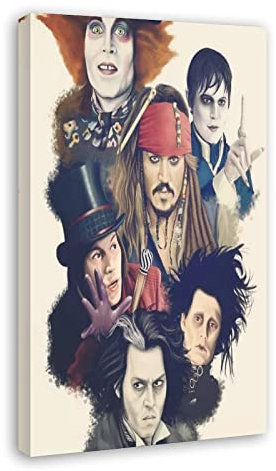 TSALF Poster und Drucke Kein Rahmen Vintage Poster Johnny Depp Charaktere Poster Leinwand Posterh 30x50cm