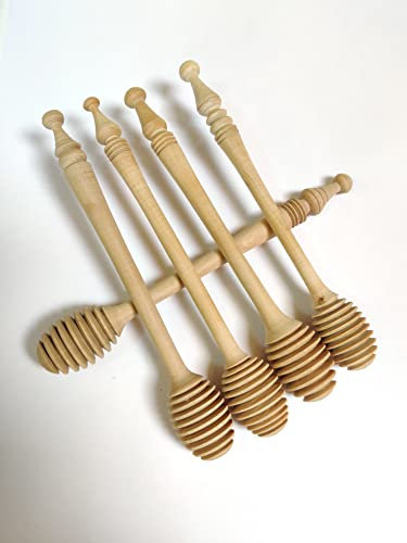 Olive Wood Honey Dipper Dip Drizzler Server Stick Spoon Long Wood Honey Mixing