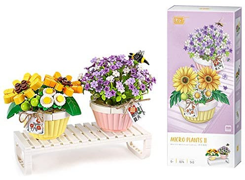 Flower Bouquet Building blocks, 534 Pieces Bonsai Building Blocks Mini Bricks Flower Bouquet Building Kit Sets, Artificial Flowers Building Blocks for Adults Gift Not Compatible with Lego