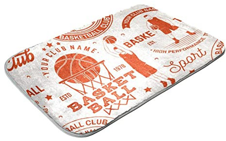 DJROW Schlafzimmer, Innenbereich, zottelige Teppiche, weich, waschbar, Basketballball, Korb, Reifen und Spieler-Silhouette, Wohnzimmerbereich, flauschige Teppiche, fusselfrei