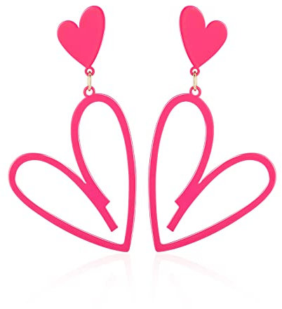 Double Heart Dangle Earrings für Frauen, Love Heart Drop Stud Earrings Lightweight Hypoallergenic Trendy Ohrringe für Teen Girls…